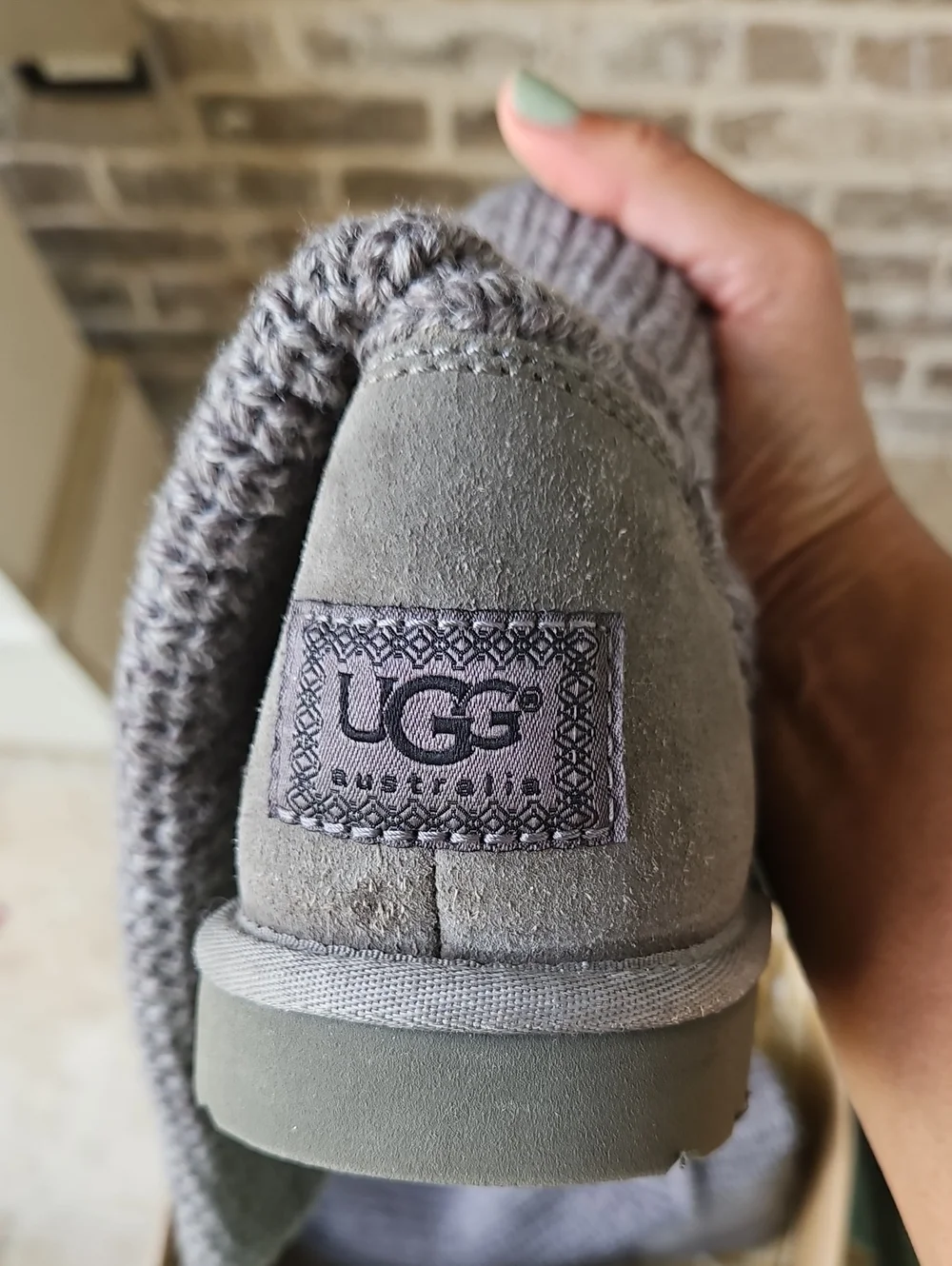 UGG Classic Cardy Women's Knit Boots Grey Knit Fabric